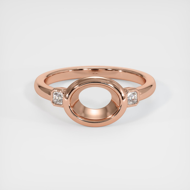 14K Rose Gold Three Stone Ring Setting