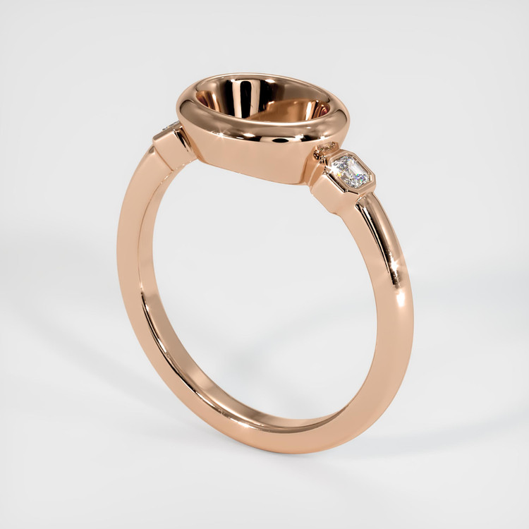 18K Rose Gold Three Stone Ring Setting