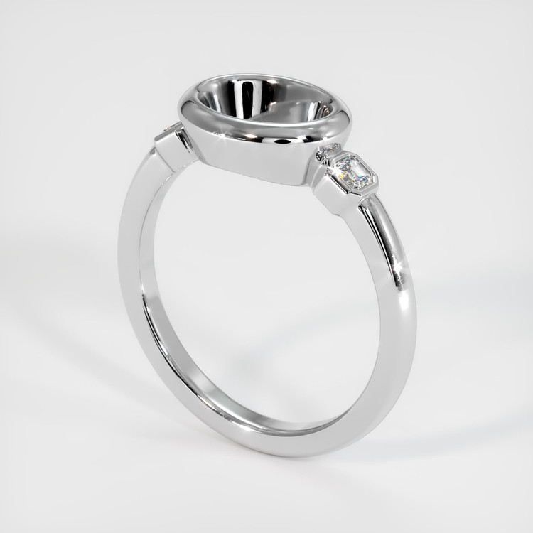 14K White Gold Three Stone Ring Setting