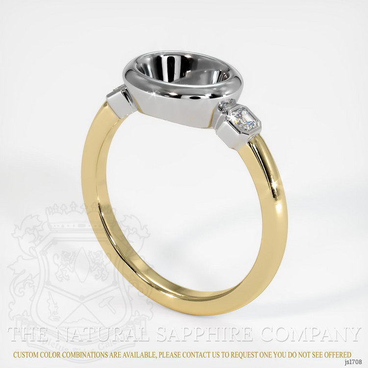 14K White & Yellow Three Stone Ring Setting