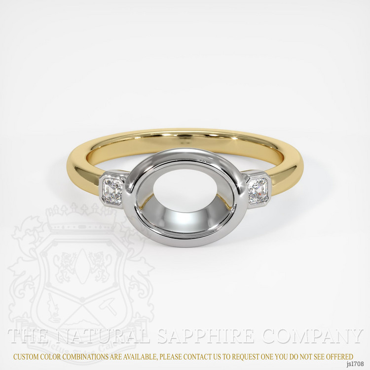 14K White & Yellow Three Stone Ring Setting