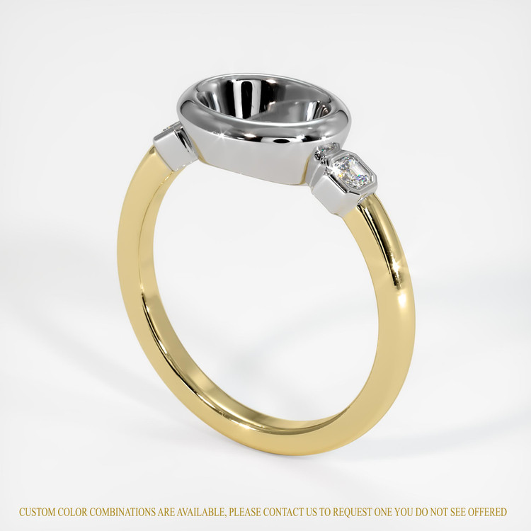 18K White & Yellow Three Stone Ring Setting