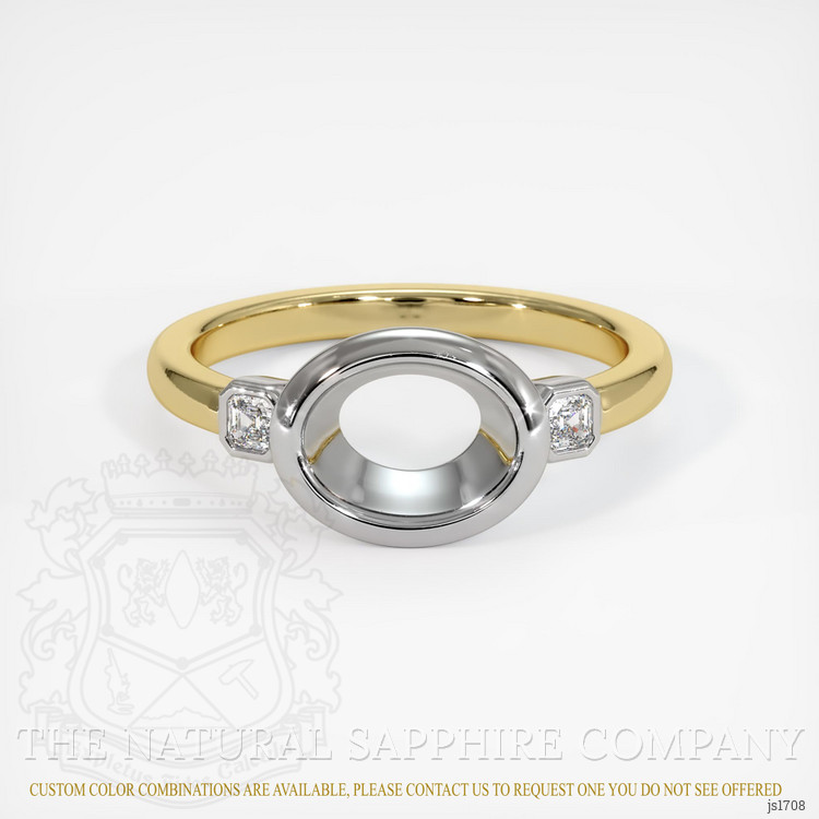 18K White & Yellow Three Stone Ring Setting