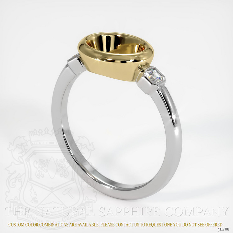 14K Yellow & White Three Stone Ring Setting