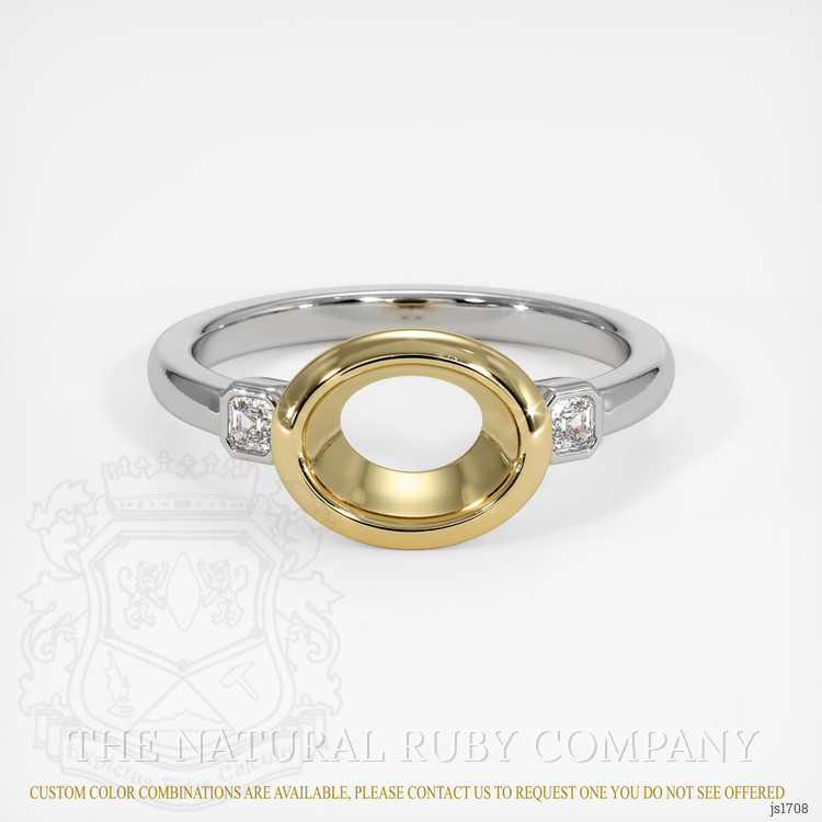 14K Yellow & White Three Stone Ring Setting