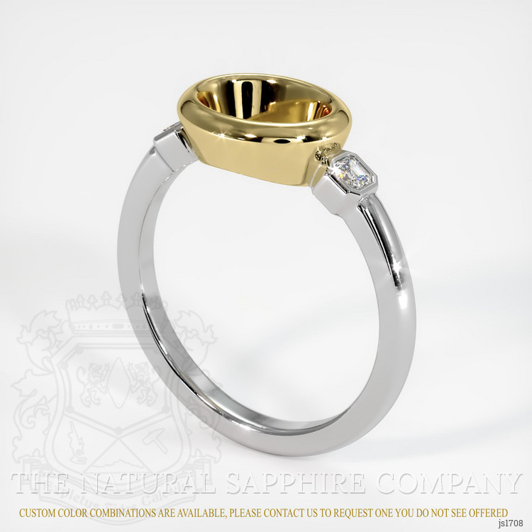18K Yellow & White Three Stone Ring Setting
