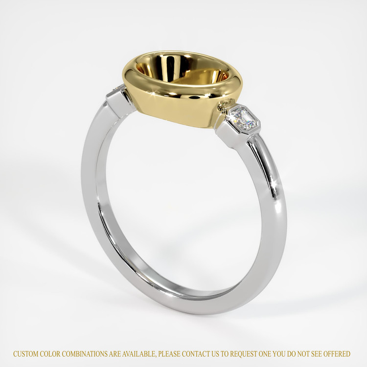 18K Yellow & White Three Stone Ring Setting