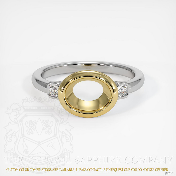 18K Yellow & White Three Stone Ring Setting