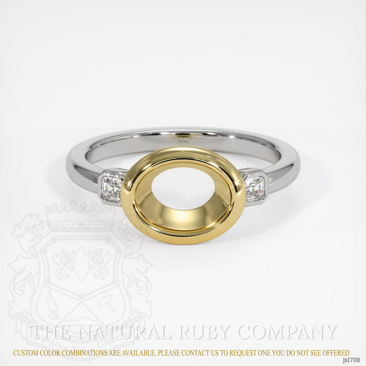 18K Yellow & White Three Stone Ring Setting
