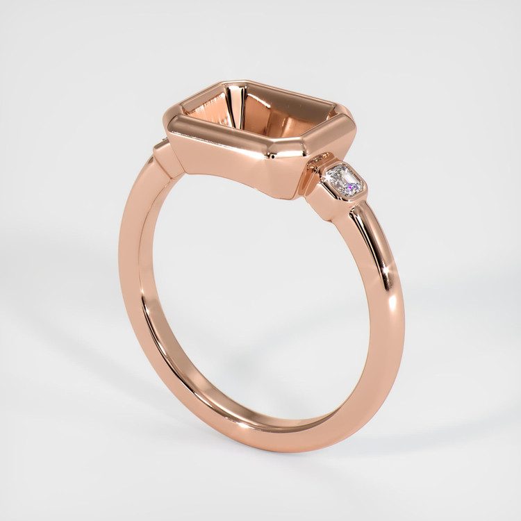 14K Rose Gold Three Stone Ring Setting