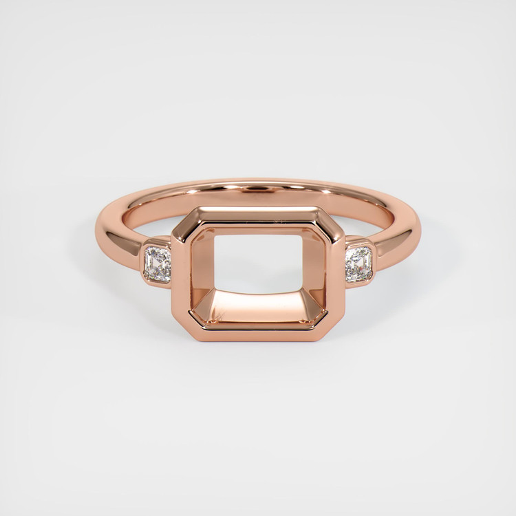 14K Rose Gold Three Stone Ring Setting