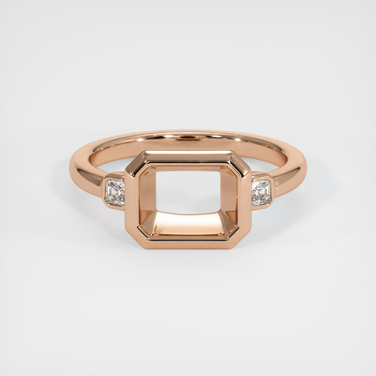 18K Rose Gold Three Stone Ring Setting
