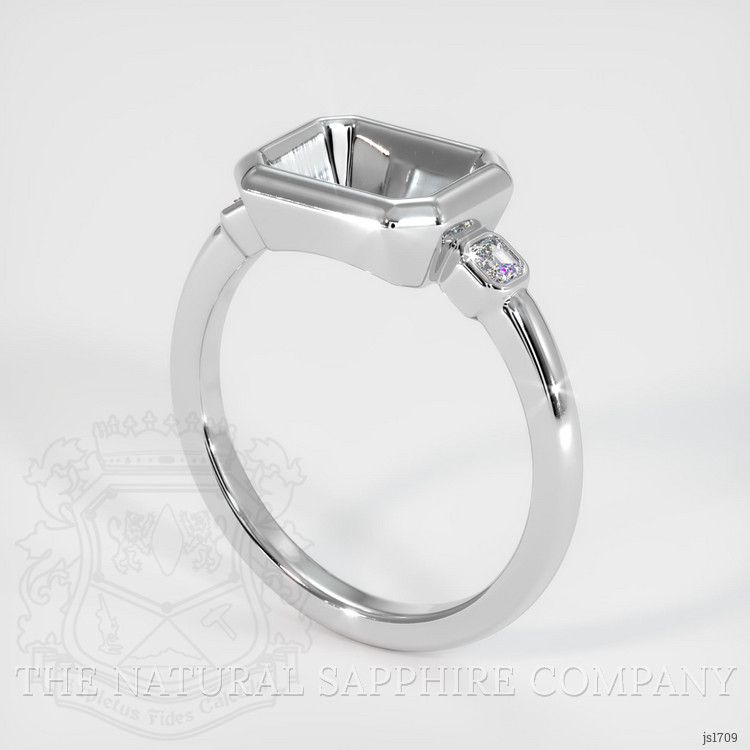 10K White Gold Three Stone Ring Setting
