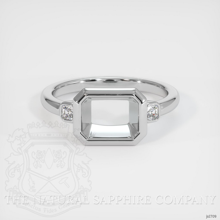 10K White Gold Three Stone Ring Setting