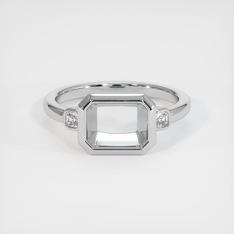 14K White Gold Three Stone Ring Setting