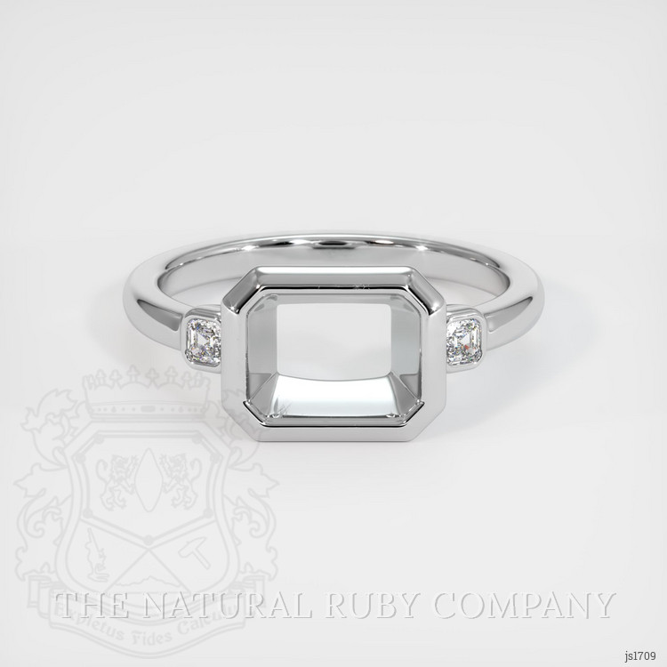14K White Gold Three Stone Ring Setting