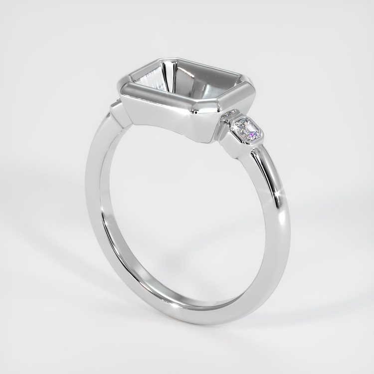 18K White Gold Three Stone Ring Setting