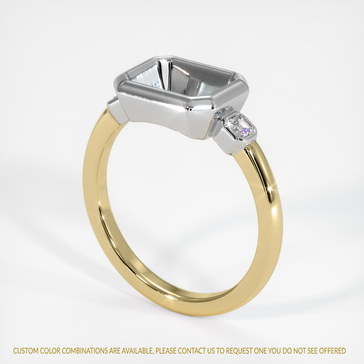 14K White & Yellow Three Stone Ring Setting
