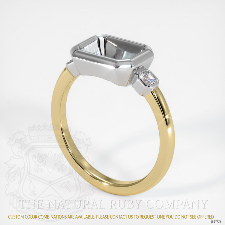 14K White & Yellow Three Stone Ring Setting