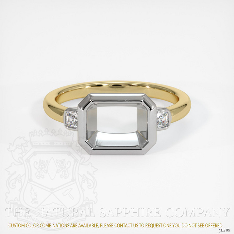 14K White & Yellow Three Stone Ring Setting