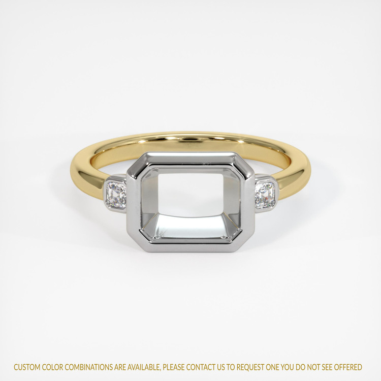 14K White & Yellow Three Stone Ring Setting