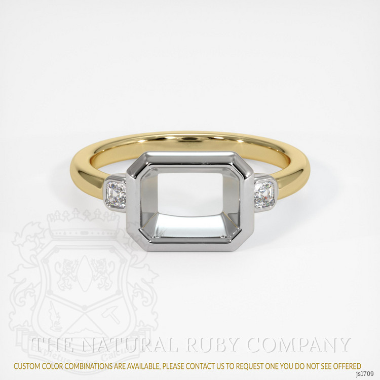 14K White & Yellow Three Stone Ring Setting