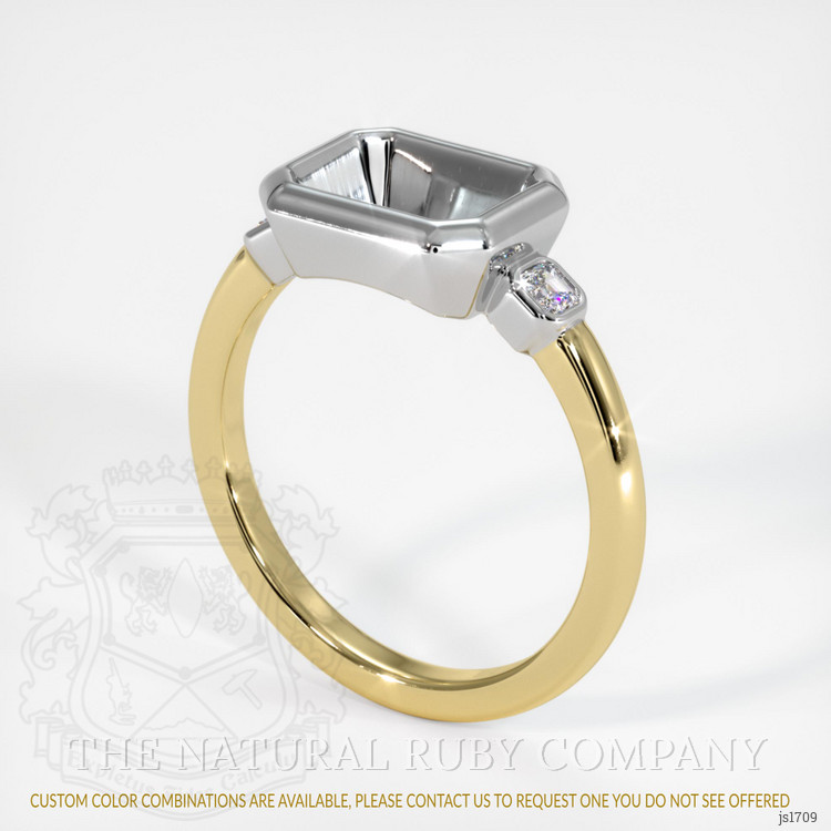 18K White & Yellow Three Stone Ring Setting