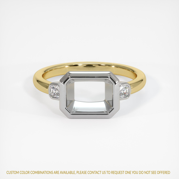 18K White & Yellow Three Stone Ring Setting