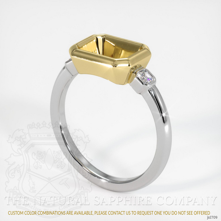 18K Yellow & White Three Stone Ring Setting