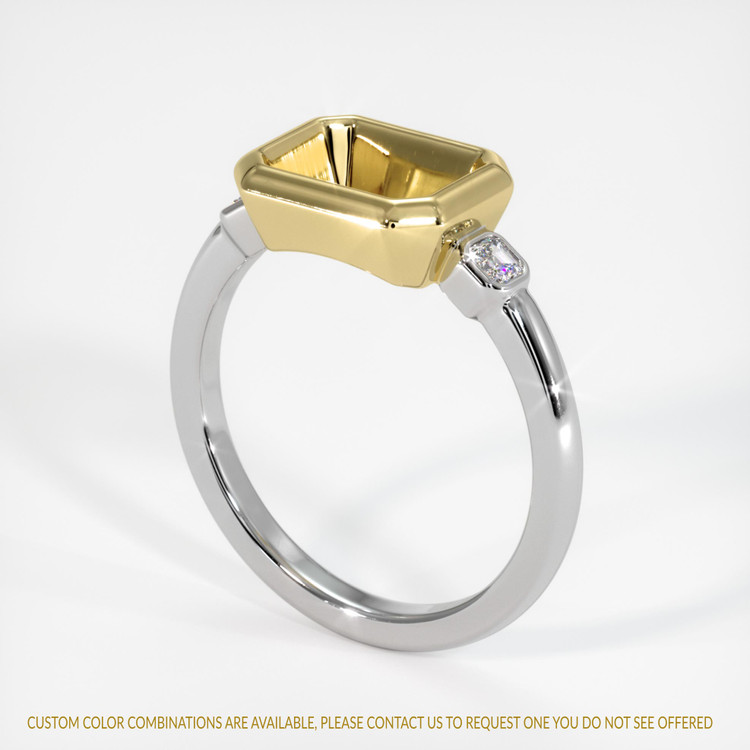 18K Yellow & White Three Stone Ring Setting