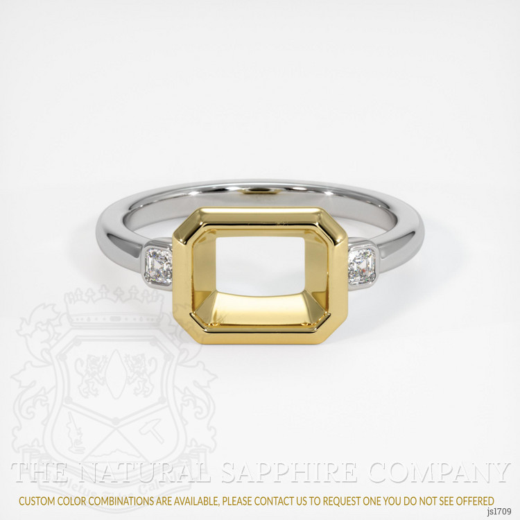18K Yellow & White Three Stone Ring Setting