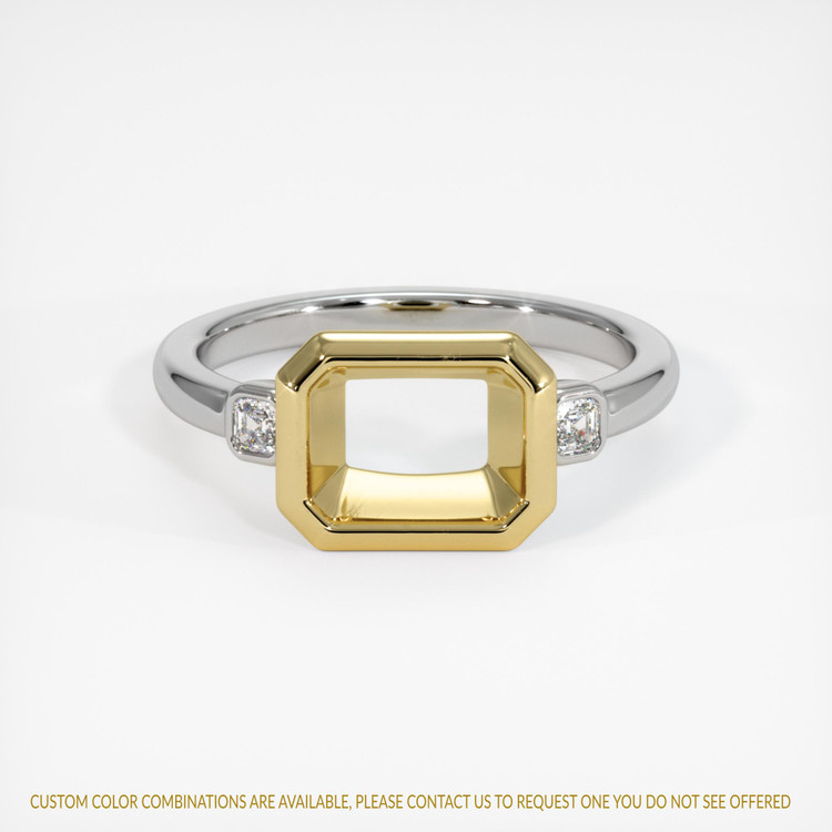 18K Yellow & White Three Stone Ring Setting