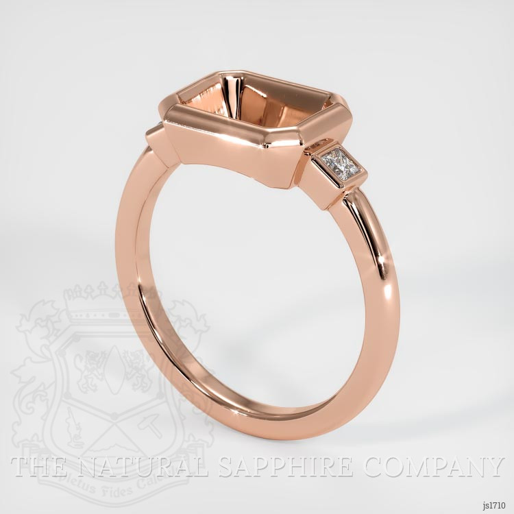 14K Rose Gold Three Stone Ring Setting