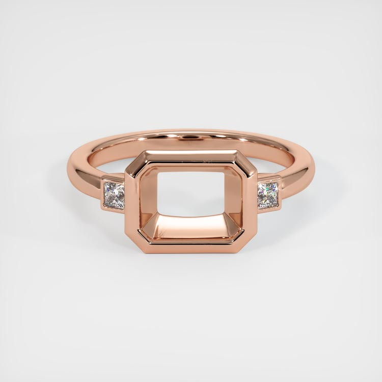 14K Rose Gold Three Stone Ring Setting