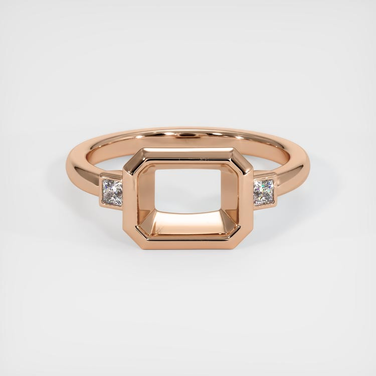 18K Rose Gold Three Stone Ring Setting