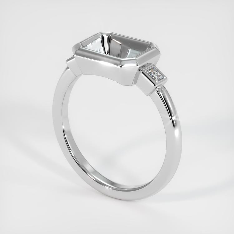 18K White Gold Three Stone Ring Setting