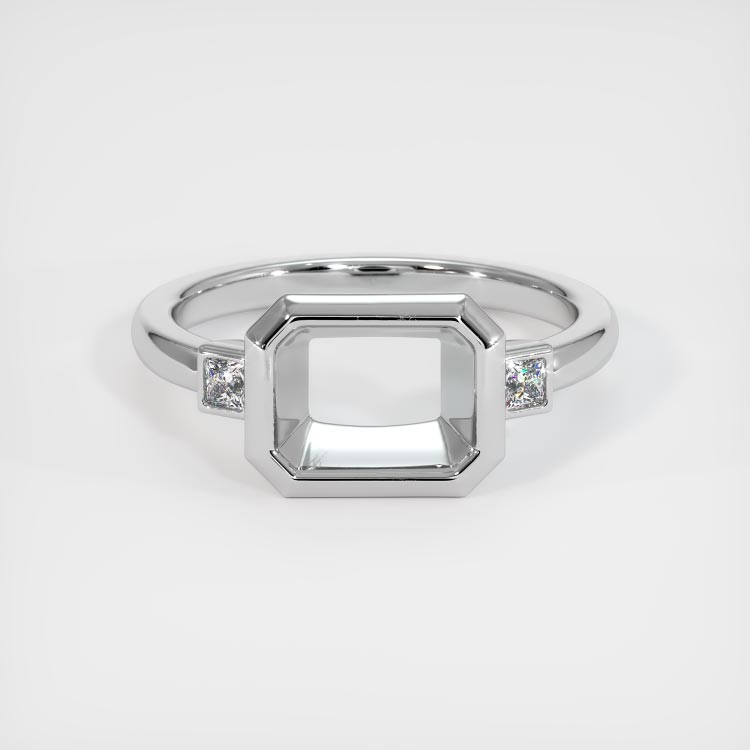 18K White Gold Three Stone Ring Setting