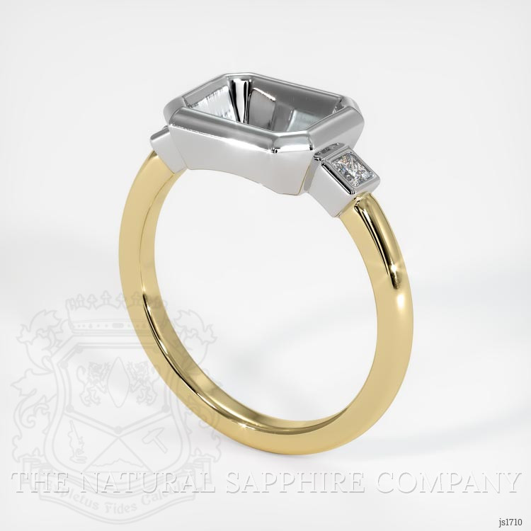 14K White & Yellow Three Stone Ring Setting