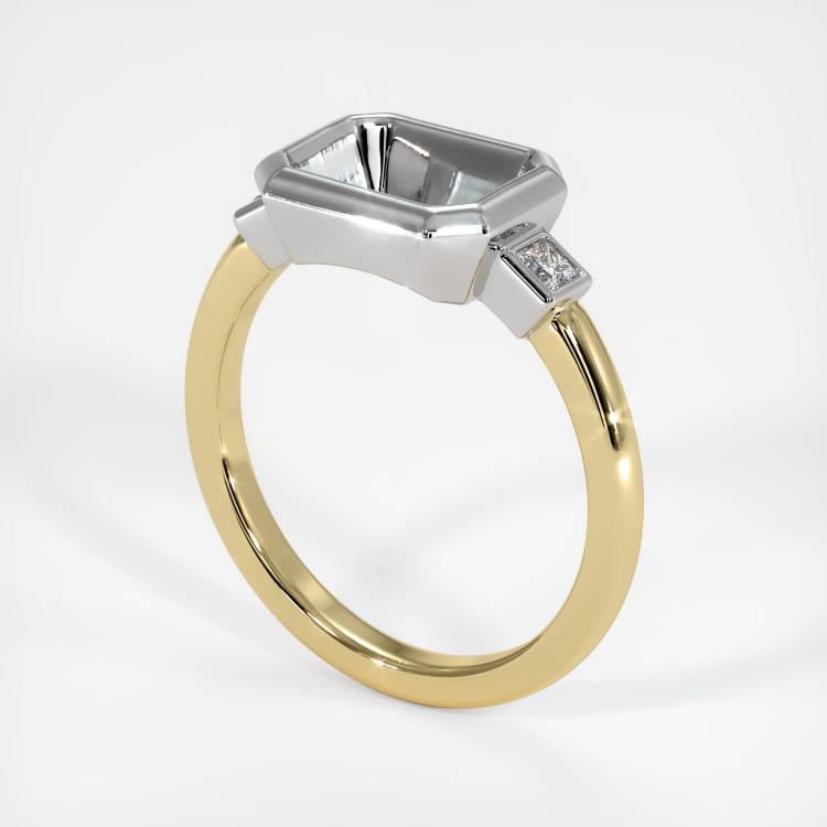 14K White & Yellow Three Stone Ring Setting