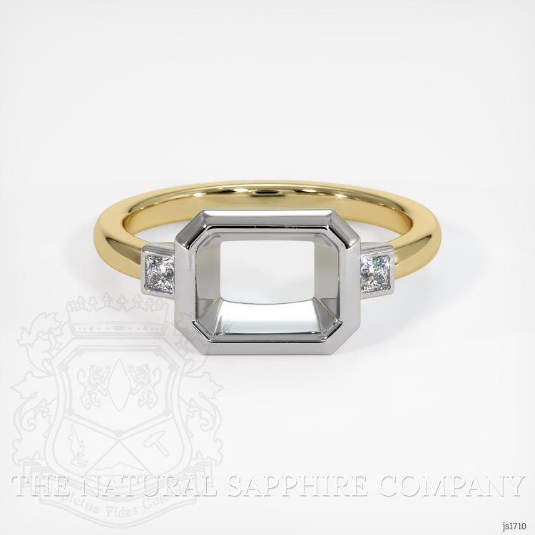 14K White & Yellow Three Stone Ring Setting