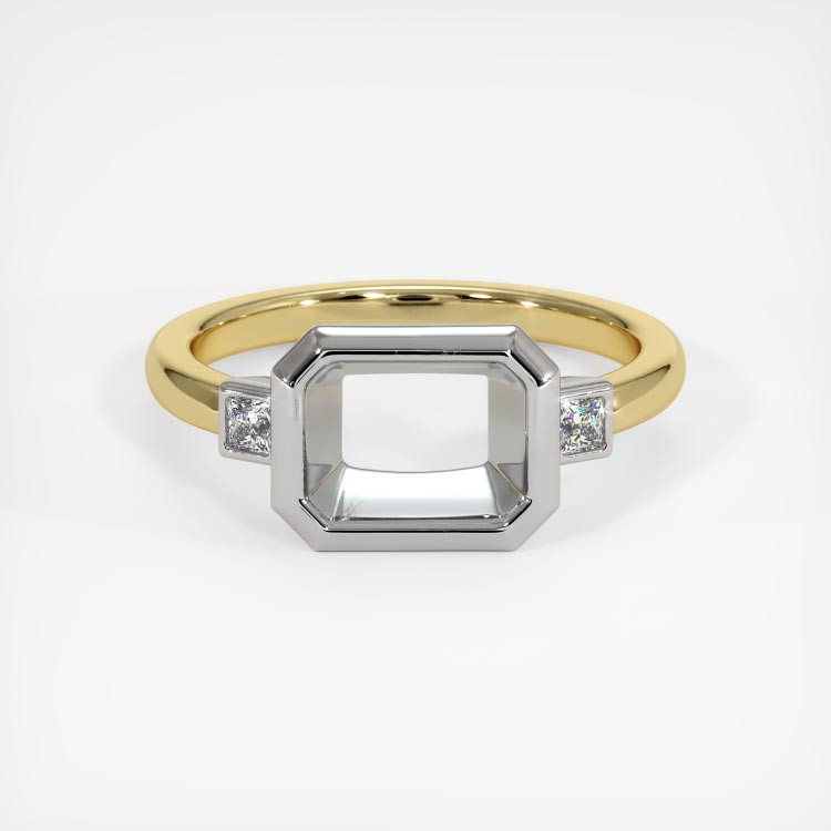 18K White & Yellow Three Stone Ring Setting