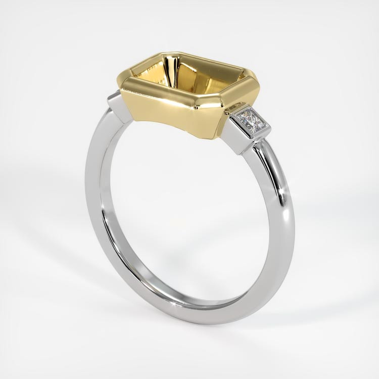 14K Yellow & White Three Stone Ring Setting