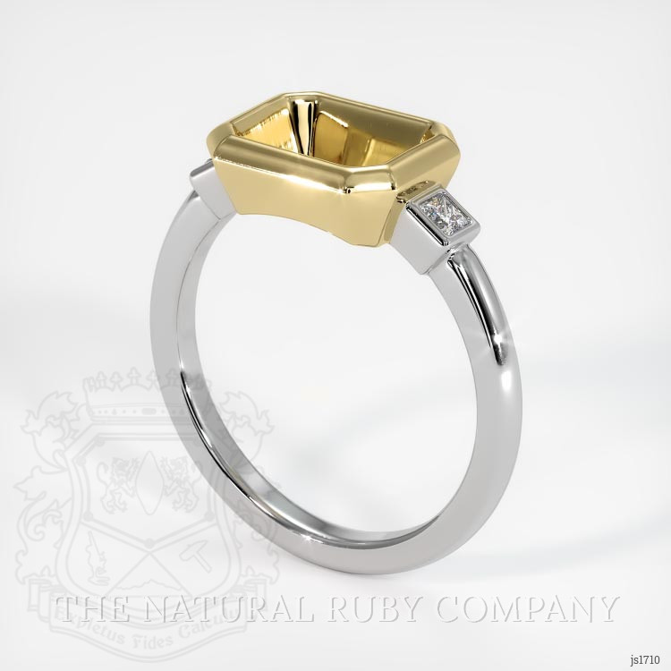 14K Yellow & White Three Stone Ring Setting