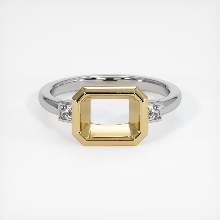 14K Yellow & White Three Stone Ring Setting