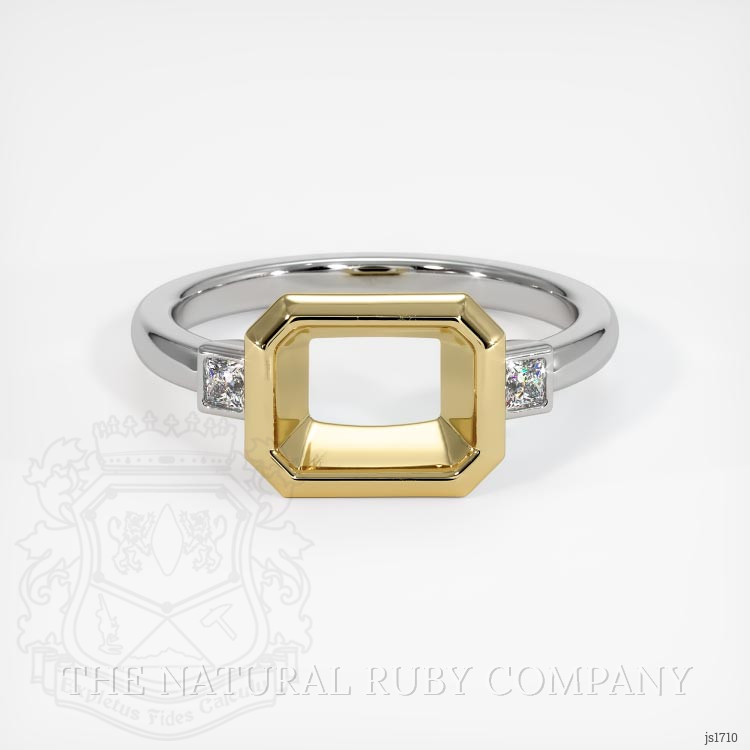 14K Yellow & White Three Stone Ring Setting