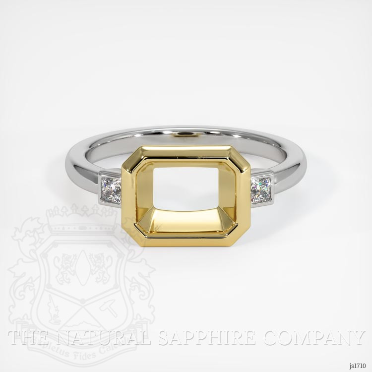 18K Yellow & White Three Stone Ring Setting