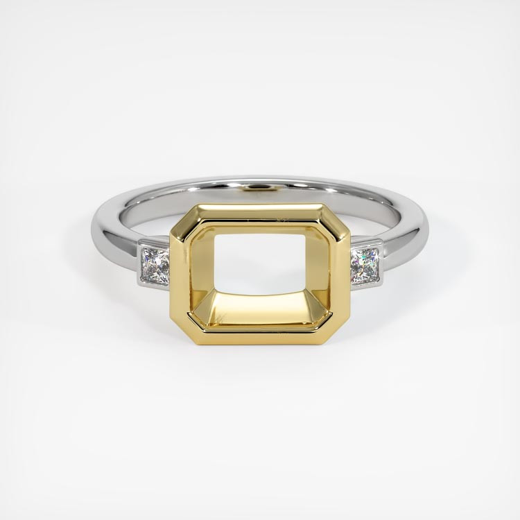 18K Yellow & White Three Stone Ring Setting