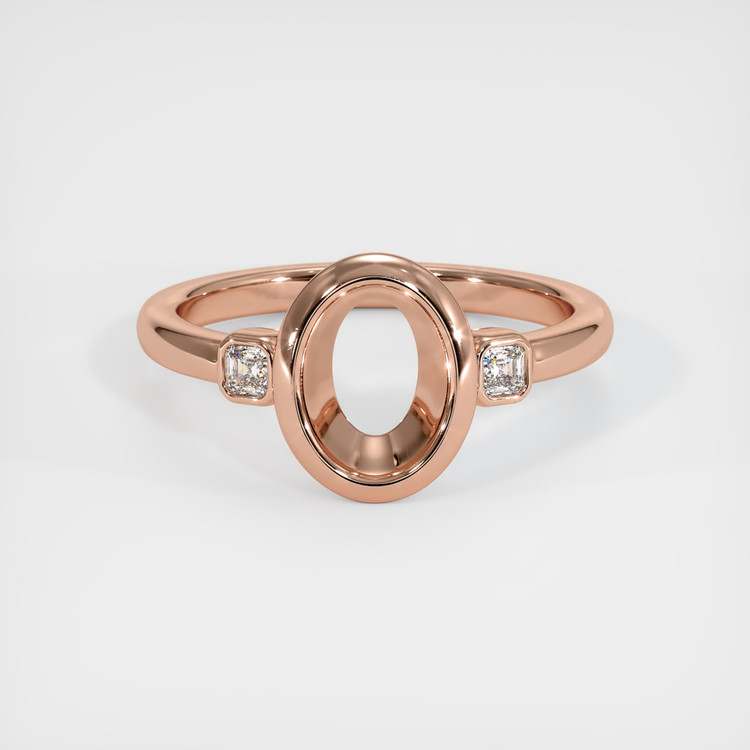 14K Rose Gold Three Stone Ring Setting