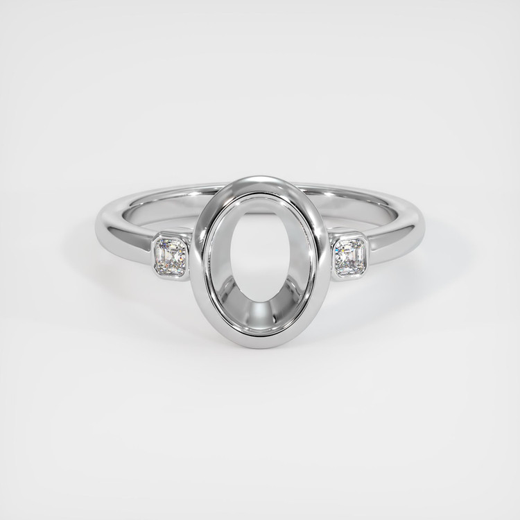 14K White Gold Three Stone Ring Setting