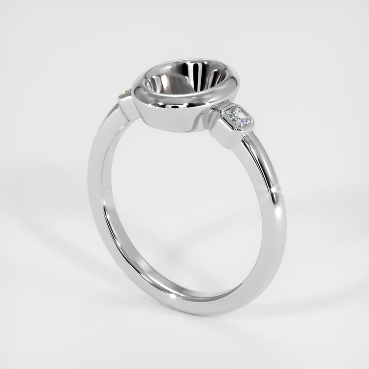 18K White Gold Three Stone Ring Setting